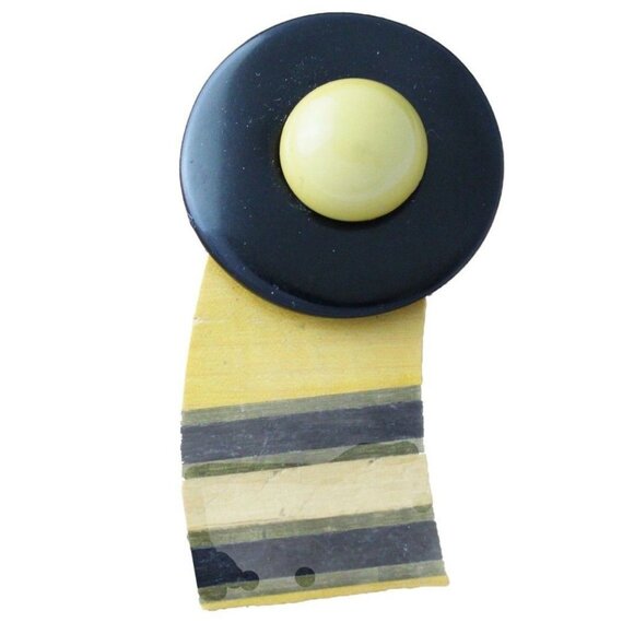 Vintage Mixed Media Brooch Pin With Ribbon Accent - Picture 1 of 2